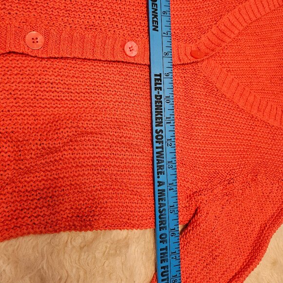 Kenneth Cole Women's Coral Linen Blend Knit Buttons Up Cardigan Size: L - Picture 4 of 10